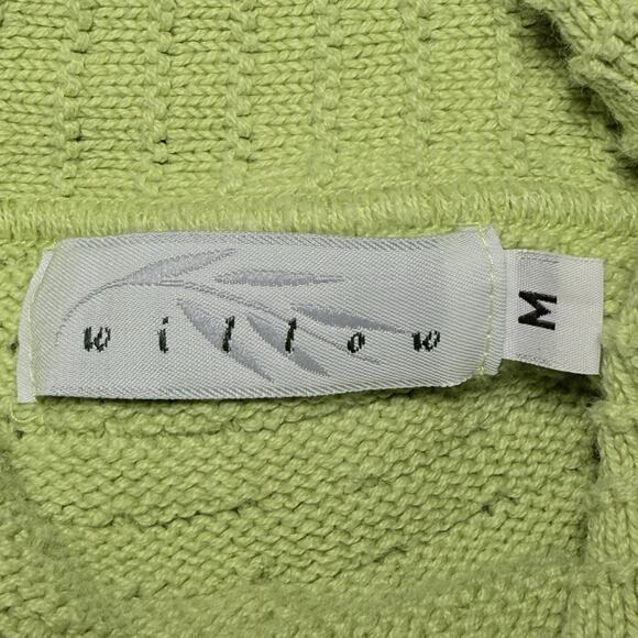 Willow Vintage 90s Knit Crop Cardigan Sweater Jacket Sz M Green Unique Buttons - Picture 7 of 8